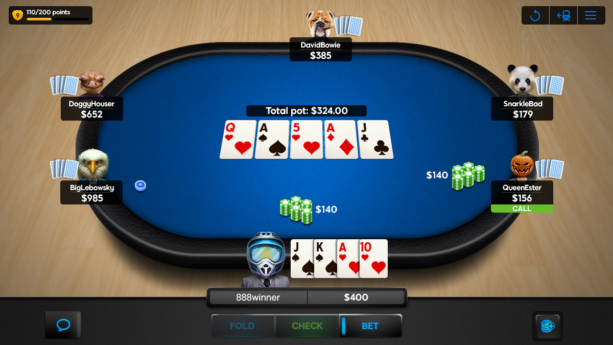 masa de Omaha la 888poker